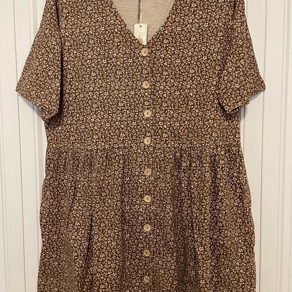 Rylee + Cru Dresses & Skirts - Rylee + Cru Button Jersey mini dress in chocolate floral. Size L
